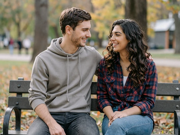 Daniel and Sofia, a trucker dating success couple at a park