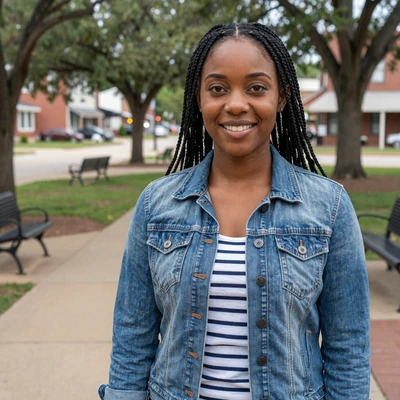 Brianna, 29, an African American woman in a denim jacket at a Fort Smith park, Arkansas trucker dating profile