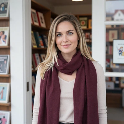 Lauren, 33, a woman in a scarf at a Naperville Illinois bookstore, trucker dating profile