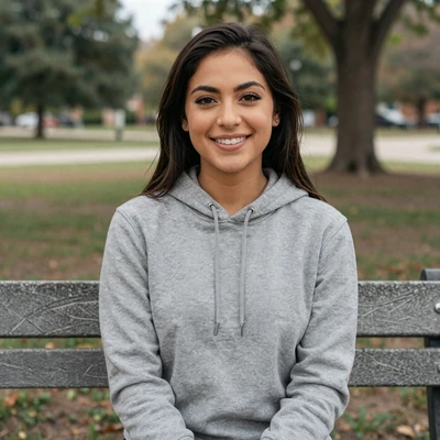 Jenna, 26, a brunette woman in a hoodie at an Illinois park, verified trucker dating profile